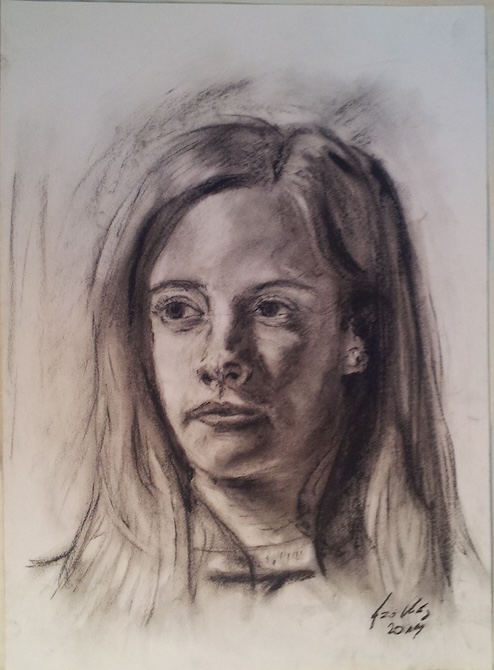 20140428 194651 Portré, szén, papír, A3, 2014