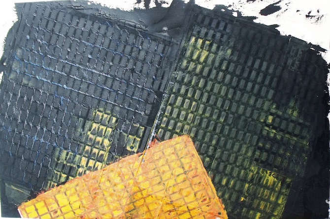 Fekete-Sárga (Lábrács, Lábtörlő képek), 58×88 cm, 2017