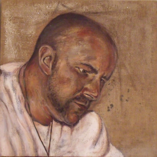 Frici portréja, akril, jutavászon, 90×90 cm, 2015