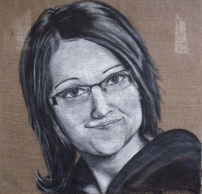 Juci portré, akril, jutavászon, 90×90 cm, 2016