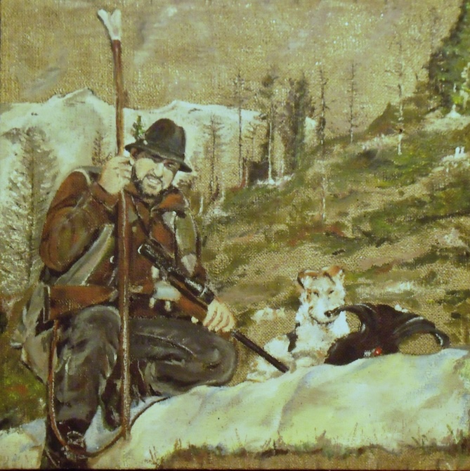 Kiss Attila portréja (fotóról), akril, jutavászon, 70×70 cm, 2016