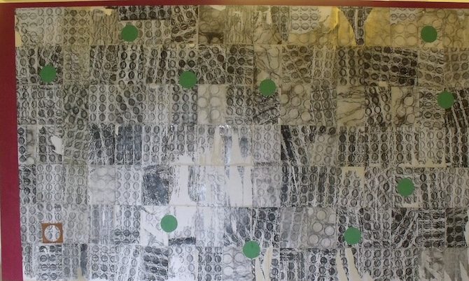 Kollázs 11, vegyes technika, vászon, 150×250 cm, 2019