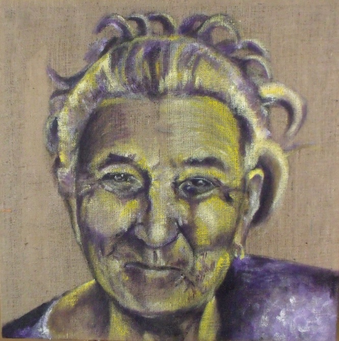 Mama portré, akril, jutavászon, 90×90 cm, 2015