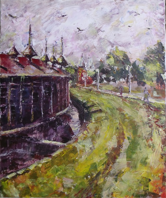 P-p sétáló, akril, vászon, 60×50 cm, 2015
