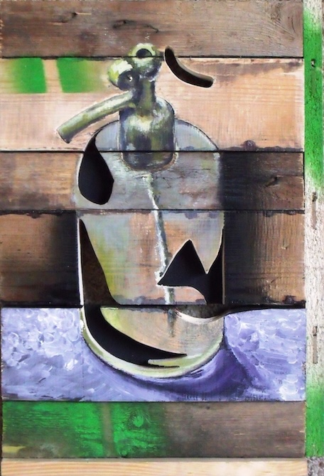 Szifon, vegyes technika, fa, 32×46,5 cm, 2016